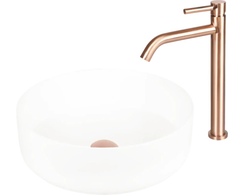 Aufsatzwaschbecken aus Sanitärkeramik mit Armatur