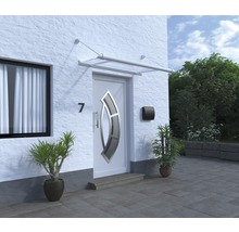 ARON Vordach Pultform Reims VSG 175x80 cm weiß inkl. Regenrinne rechts geschlossen-thumb-1