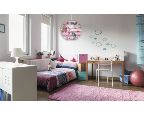 Luminaire pour chambre d'enfant ballon en papier licorne rose vif/blanc Ø 400 mm sans culot + suspension