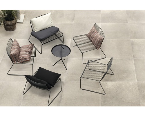 Dalle de terrasse en grès cérame fin Stone beige bord rectifié 90 x 90 x 3 cm