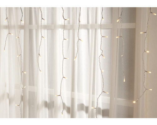 Guirlande lumineuse pluie de glace Lafiora 3 x 0,7 m + alimentation 10 m couleur d'éclairage blanc chaud avec minuterie et variateur