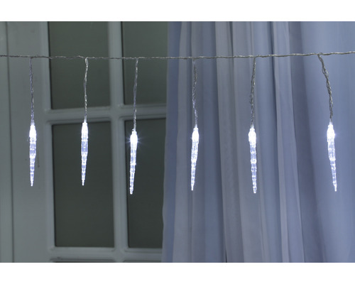 Guirlande glaçons Lafiora distance d'éclairage 11,9 m + câble 10 m 120 LED couleur d'éclairage blanc neutre avec minuterie et variateur
