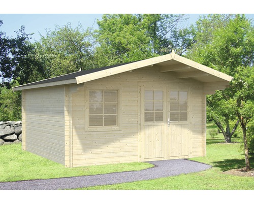 Abri de jardin Palmako Britta 14,6 m² 454 x 540 cm naturel Abri de jardin en bois avec fenêtre et porte