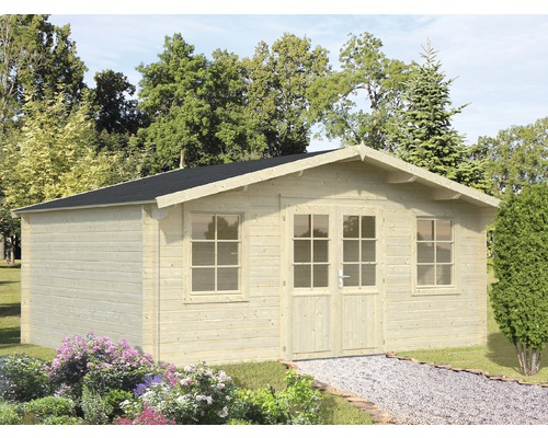 Abri de jardin Palmako Klara 17,0 m² 518 x 420 cm naturel Abri de jardin en bois avec double porte et fenêtres