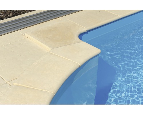 Bordure de piscine margelle Bergerac élément avec arrondi intérieur pour rayon 100 cm champagne 50 x 31 x 3,2 cm