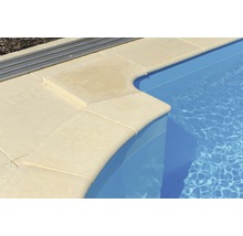 Bordure de piscine margelle Bergerac élément avec arrondi intérieur pour rayon 175 cm champagne 50 x 31 x 3,2 cm-thumb-0