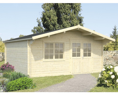 Abri de jardin Palmako Britta 22,3 m² 516 x 590 cm naturel Abri de jardin en bois avec fenêtre et double porte