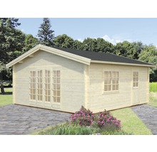 Maison de jardin en bois avec porte double et fenêtres