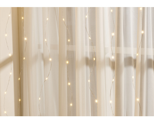 Rideau en fil Lafiora 200 LED distance d'éclairage 100 x 200 cm couleur d'éclairage blanc chaud avec fonction minuterie et variateur