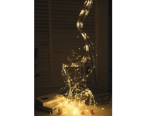 Guirlande lumineuse cascade Lafiora 2 m + alimentation 5 m 400 LED couleur d'éclairage blanc chaud avec minuterie et variateur