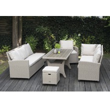 Ensemble de meubles de jardin Garden Place Madeira 6 places 6 pces avec table 145 x 75 x 67 cm avec plateau Polywood et galettes d'assise en rotin bicolore gris clair-thumb-21