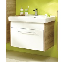 Waschtischunterschrank pelipal Lagos 75 cm weiß glänzend Eiche natur quer zerlegt