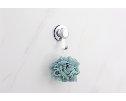Crochet à ventouse avec éponge de bain