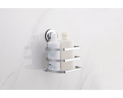 Eckregal mit Saugknopf für Badezimmerutensilien