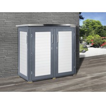 Gartenschrank aus Holz mit zwei Türen und Lamellen