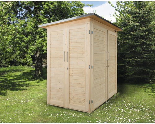 Armoire de jardin weka Kompakt Q, 200x125x217 cm, nature Armoire à outils en bois avec deux portes dans le jardin