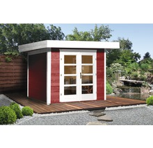 Gartenhaus weka Designhaus 126+ Gr. 2 hohes Durchgangsmaß 195 cm, mit Fußboden 356 x 314 cm rot