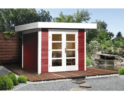 Abri de jardin weka Designhaus 126+ taille 2 passage libre haut 195 cm, avec plancher 356 x 314 cm rouge