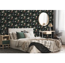 Papier peint intissé 108615 Isabelle Teal vert foncé