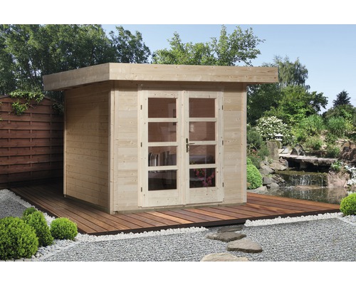 Gartenhaus weka Designhaus 126+ Gr. 3 hohes Durchgangsmaß 195 cm, mit Fußboden 356 x 375 cm natur