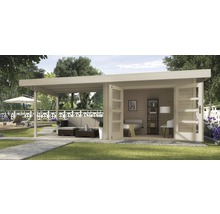Gartenhaus weka Designhaus 126 B+ Gr. 2 hohes Durchgangsmaß 195 cm, mit Fußboden und Schleppdach 645 x 375 cm natur
