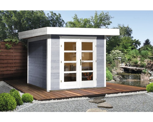 Gartenhaus weka Designhaus 126+ Gr. 3 hohes Durchgangsmaß 195 cm, mit Fußboden 356 x 375 cm grau