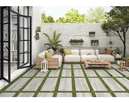 Feinsteinzeug Terrassenplatte Limewood grau rektifizierte Kante 120 x 40 x 2 cm-0