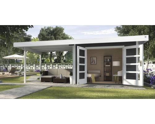 Abri de jardin Designhaus 126 B+ weka taille 2 dimension de passage élevée 195 cm, avec plancher et toit en appentis 590 x 300 cm anthracite-0