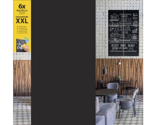 Lot de tableaux muraux XXL avec craie pour la restauration ou la cuisine, six pièces, 40 x 40 cm chacune