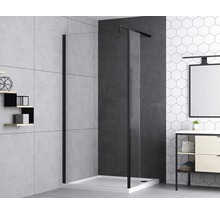 Douche à l'italienne basano Modena black 90 cm verre transparent avec revêtement résistant à la saleté mat noir-thumb-0