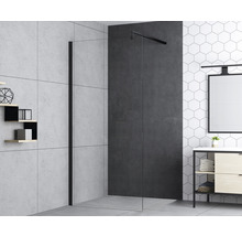 Douche à l'italienne basano Modena black 90 cm verre transparent avec revêtement résistant à la saleté mat noir-thumb-1