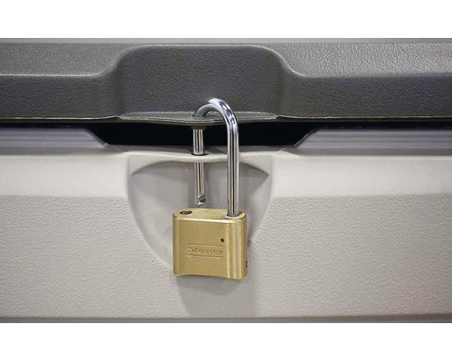 Cadenas fixé sur une boîte de rangement