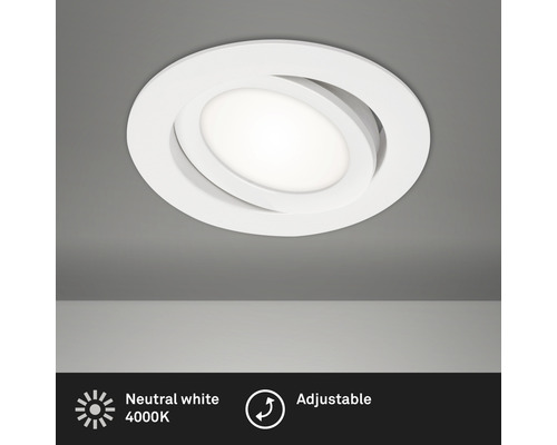 Spot à encastrer LED IP23 6W 600 lm 4000 K blanc neutre pivotant blanc Ø 106/90 mm 230V