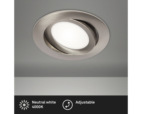 Spot à encastrer LED IP23 6W 600 lm 4000 K blanc neutre pivotant nickel mat Ø 106/90 mm 230V