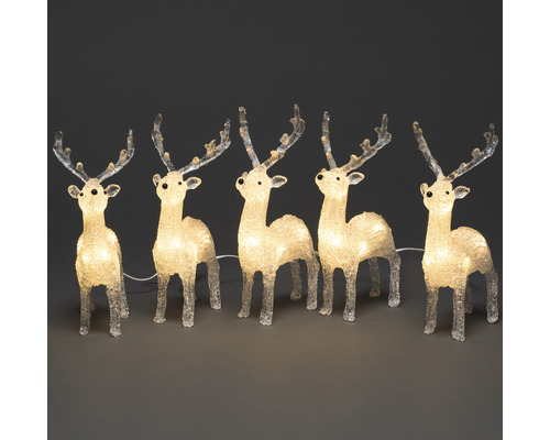 Lot de 5 figurines lumineuses Konstsmide LED acrylique rennes L 4 m couleur d'éclairage blanc chaud