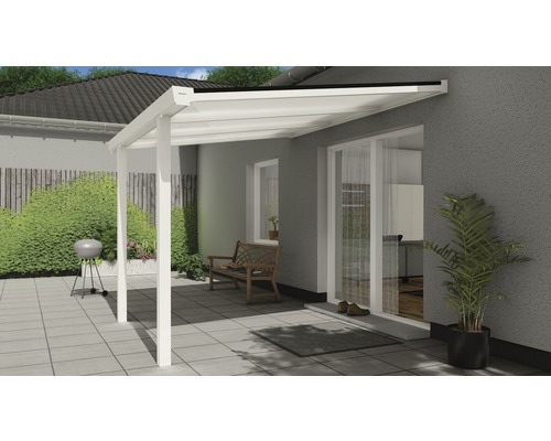 Terrassenüberdachung Easy Edition mit Polycarbonat opal 300x250 cm weiß