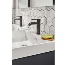Doppelwaschbecken mit Armaturen und Seife