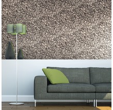 Papier peint intissé 87005-HOR Flock Fleur velours noir blanc