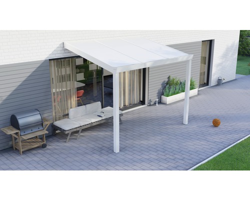 Toiture pour terrasse Legend avec polycarbonate opale 300x200 cm blanc