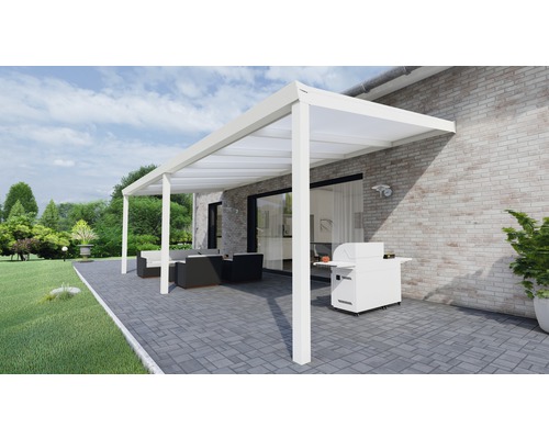 Terrassenüberdachung Legend mit Polycarbonat opal 700x300 cm weiß