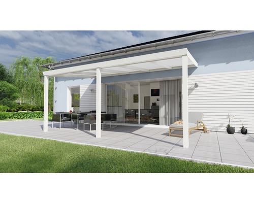 Toiture pour terrasse Legend avec polycarbonate opale 500x350 cm blanc