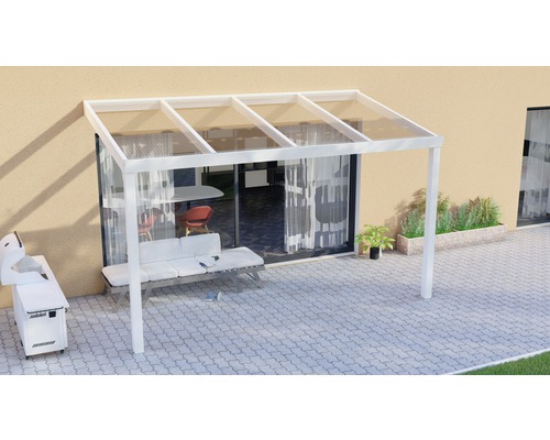 Toiture pour terrasse Legend avec polycarbonate transparent 400x200 cm blanc