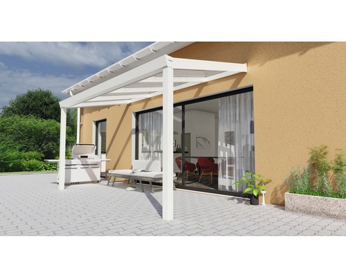 Terrassenüberdachung Legend mit Polycarbonat klar 400x250 cm weiß