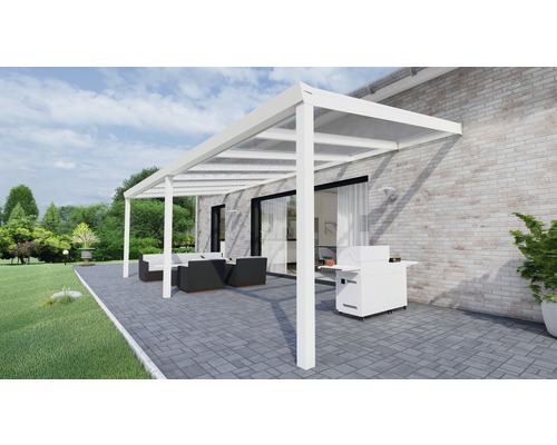 Terrassenüberdachung Legend mit Polycarbonat klar 700x300 cm weiß