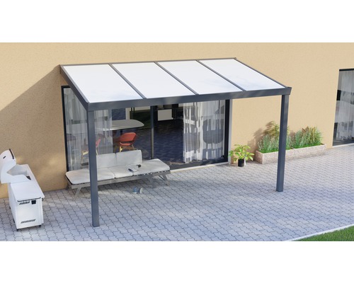 Toiture pour terrasse Legend avec polycarbonate opale 400 x 200 cm anthracite structure