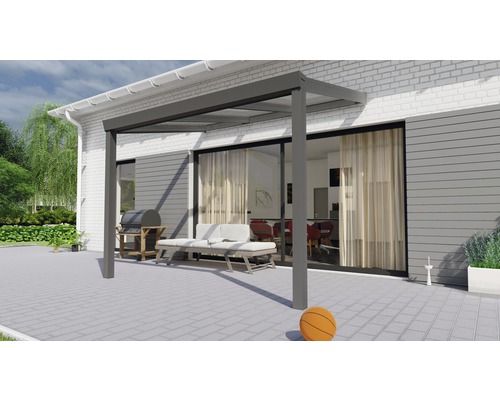 Toiture pour terrasse Legend avec polycarbonate transparent 300 x 200 cm anthracite structure
