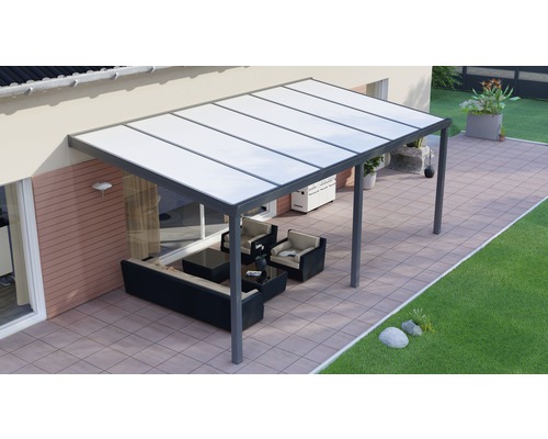Toiture pour terrasse Legend avec polycarbonate opale 600 x 300 cm anthracite structure