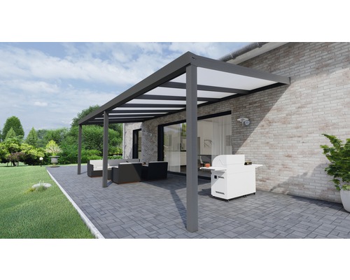 Toiture pour terrasse Legend avec polycarbonate opale 700x300 cm anthracite