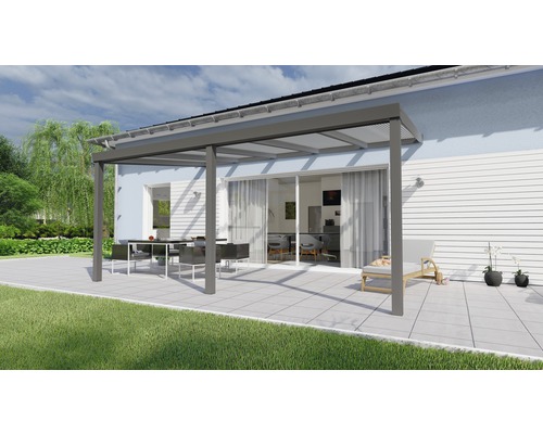 Toiture pour terrasse Legend avec polycarbonate transparent 500x300 cm anthracite