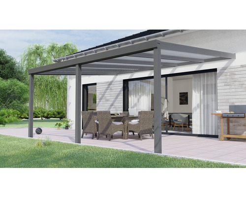 Toiture pour terrasse Legend avec polycarbonate transparent 500x400 cm anthracite